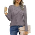 thumbnail image 2 of UVN Blouses for Women Pleated Long Sleeve Shirts Casual Crew Neck Tunic Tops, 2 of 9