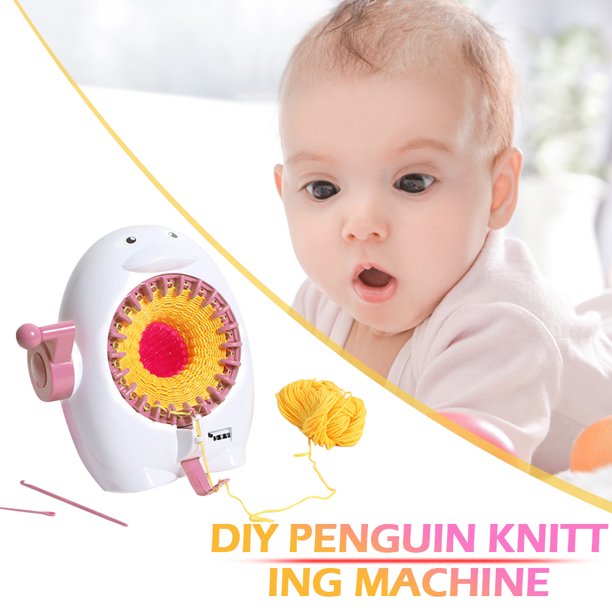 Artefacto De Tejer Cilindro de máquina de tejer lana de pingüino tejido a mano calcetines telar (rosa)