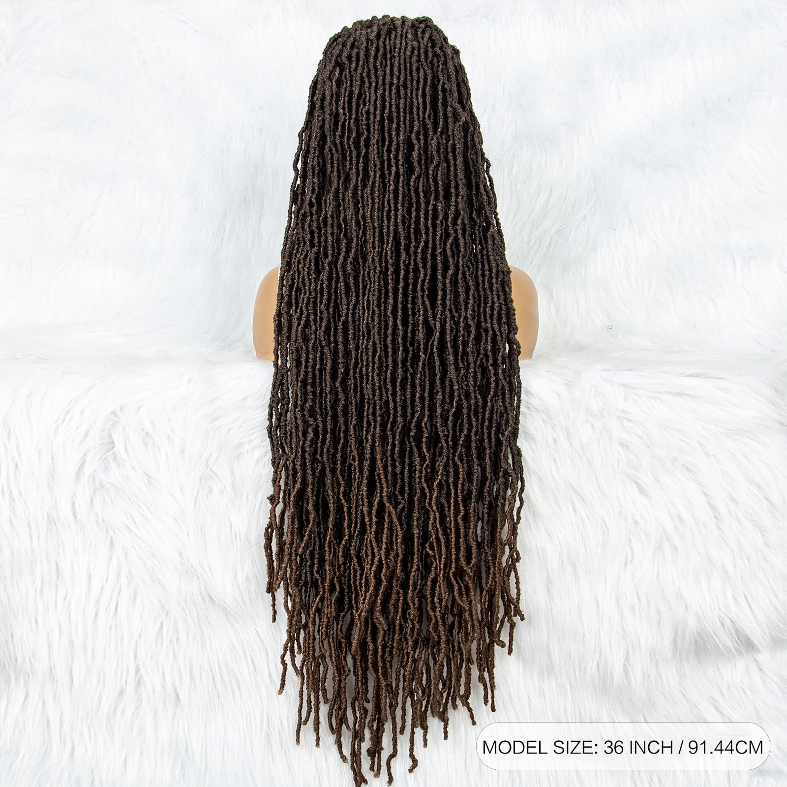 Locs Wigs 36 Inches Full Double Lace Square Knotless Dreadlock Braiding Wig with Baby Hair for Black Women Synthetic Lace Frontal Long Cornrow Box Braided Wigs (1B/30 Color)