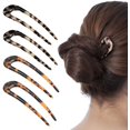 thumbnail image 1 of Paquete de 4 pinzas para el pelo de acetato de celulosa y acetato de tortuga en forma de U, 2 puntas Updo Chignon Pin para mujeres niñas accesorios de peinado (carey y carey d, 1 of 5