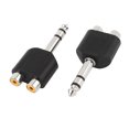 thumbnail image 1 of Dual RCA Female Jack to 6.5mm Male Adapter Stereo Audio Connector Black 2Pcs, 1 of 1