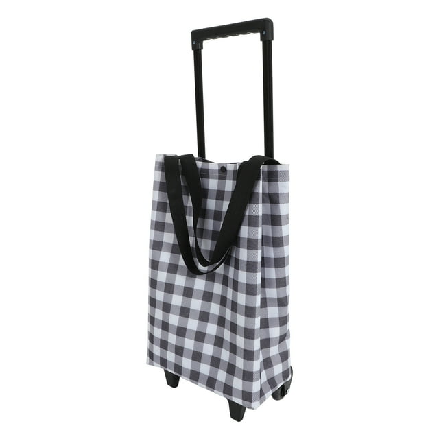 Carrito de compras plegable, portátil, con asa, bolsa plegable para comestibles, ligera, con ruedas, reutilizable