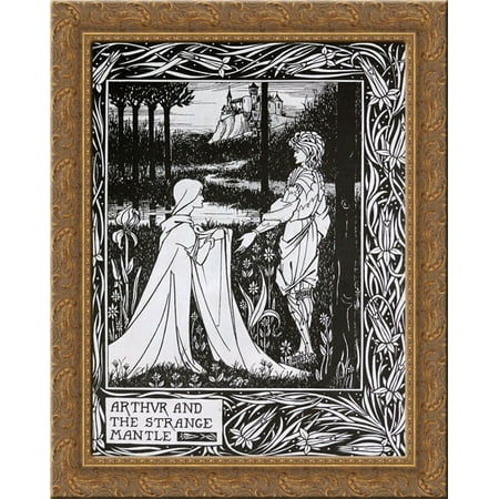 Best Wood For Mantle Arthur and the Strange Mantle 20x24 Gold Ornate Wood Framed Canvas Art by Beardsley, Aubrey ()
