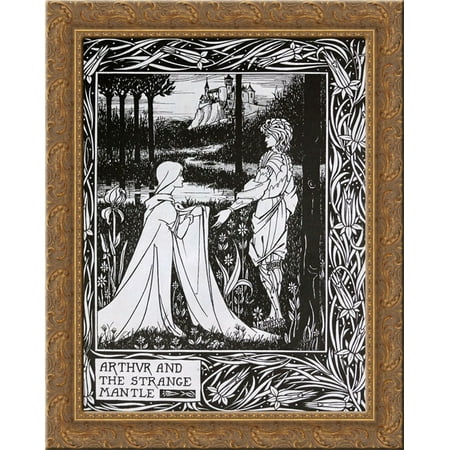 Arthur and the Strange Mantle 20x24 Gold Ornate Wood Framed Canvas Art by Beardsley,