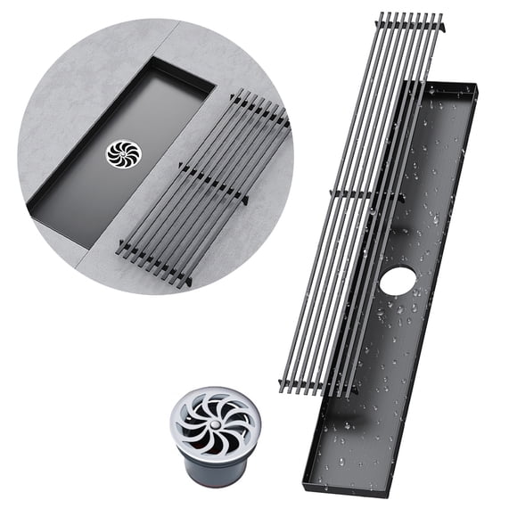 Linear Shower Drain 12 Inch with Hair Strainer Patent Smell