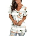 thumbnail image 4 of Fantaslook V Neck T Shirts for Women Floral Summer Tops Short Sleeve Shirts Casual Tunic Tops, 4 of 8