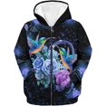 thumbnail image 3 of Suhoaziia Boys Zipper Hoodies for Youth Psychedelic Rose Hummingbird Streetwear Lightweight Sweatshirt Jacket Fashion Daily Casual Jersey with Pocket Size 6-7 Years, 3 of 5
