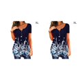 thumbnail image 1 of Camiseta de verano para mujer Qarigey cuello en V plisada estampado Floral informal elegante transpirable blusa fiesta compras Type1 NO1, 1 of 6