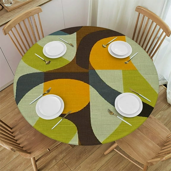Autua Abstract Pattern Postminimalism Round Tablecloth Stain-Resistant 100% Polyester 31"-35