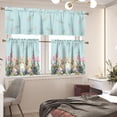 thumbnail image 3 of Easter Day Cute Bunny Window Treatment Tiers for Kitchen Living Room Decor Flower Rabbit Window Curtain Set of 3,Rod Pocket Kitchen Curtain Valance and Tiers Set,Size S, 3 of 4