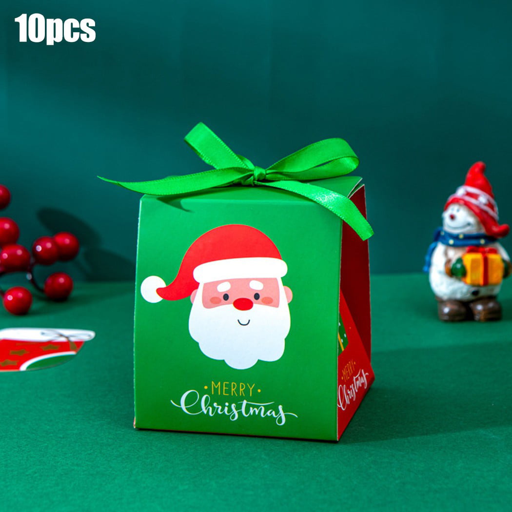Christmas Apple Boxes DIY Paper Box Xmas Candy Bag Winter Holiday Tool 10pcs New 
