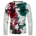 thumbnail image 4 of COSFO Mens Shirts Crew Neck White Long Sleeve Casual Pullover Graffiti Tee Shirts Mens, 4 of 5