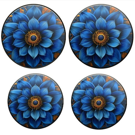 

Bahomeck Electric Stove Burner Covers Set Of 4 Large Blue Flower With Orange Petals And Swirls Metal Gas Stove Burner Covers Protecting Gas Stoves 8 Inch And 10 Inch