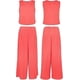 thumbnail image 5 of Roylamp Women's Summer 2 Piece Outfits Round Neck Crop Basic Top Cropped Wide Leg Pants Set Jumpsuits, 5 of 5