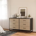 thumbnail image 3 of Novogratz Kelly 6 Drawer Dresser, Faux Rattan & Black Oak, 3 of 17