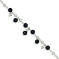 thumbnail image 1 of 925 Sterling Silver 9 Inch Shadow Crystals Lapis Lazuli Anklet, 1 of 7