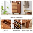 thumbnail image 6 of Holaki Rattan Shoe Storage Cabinet, Hidden Slim Narrow Shoe Cabinet with 3 flip Drawers and Door, Freestanding Shoe Rack with Drawer & Top Cubby for Entryway Hallway Living Room, 6 of 21