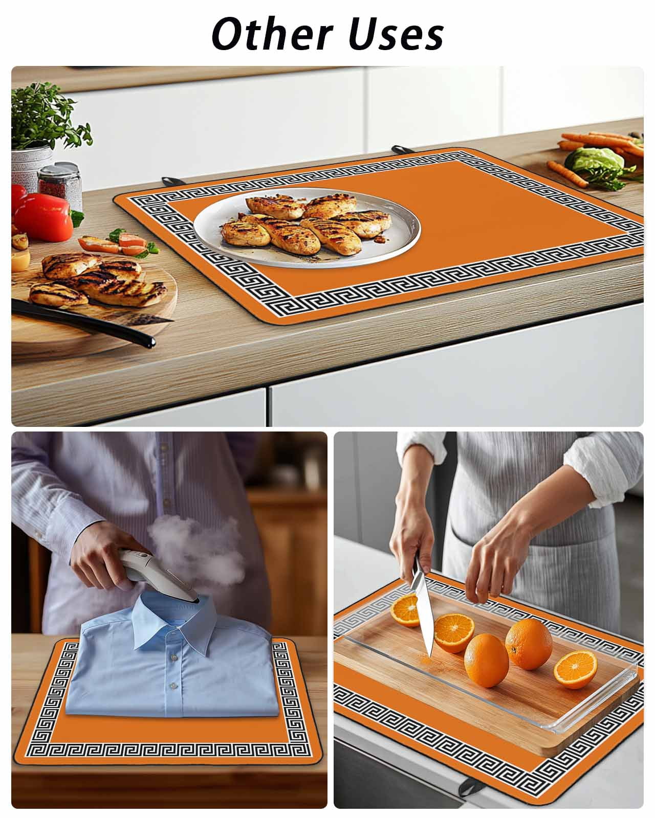 Stove Top Covers for Electric Stove, Orange Glass Stovetop Cover Protector, Black Modern Geometric Abstract Art Aesthetics Induction Cooktop Protector Oven Mat for Kitchen Countertop 24"x21"