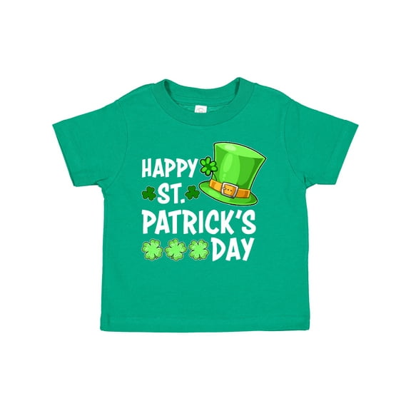 Inktastic Happy St. Patrick's Day Green Hat and Clovers Boys or Girls Toddler T-Shirt