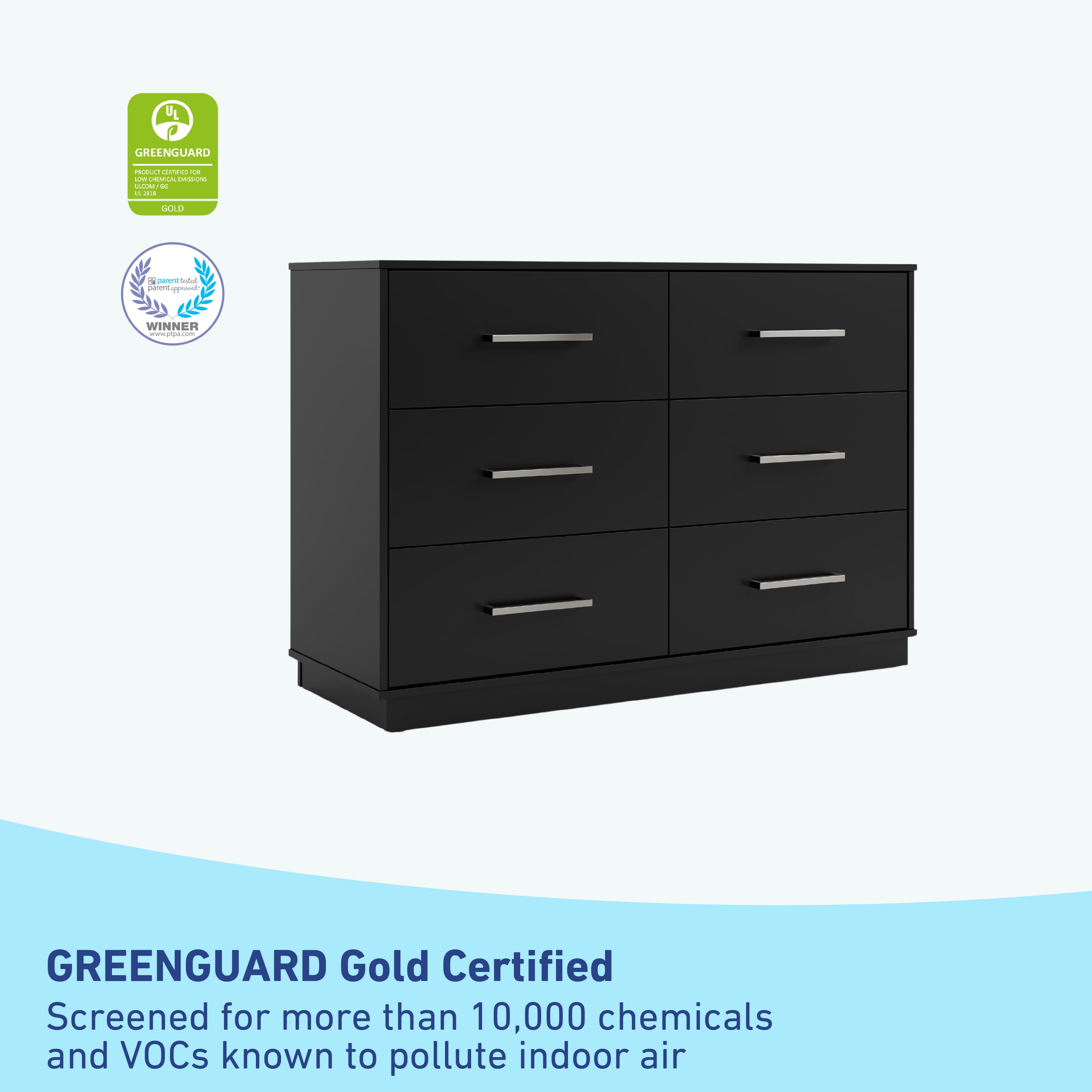 Graco Essentials 6 Drawer Nursery Double Dresser, Black