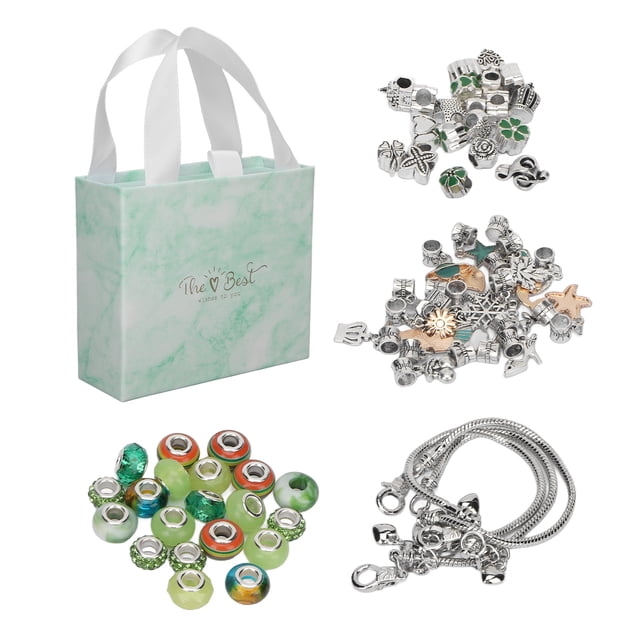 Kit de fabricación de pulseras con dijes, pulseras básicas, cuentas de colores, colgantes, Kit de fabricación de joyas para regalos de juegos de fiesta de cumpleaños