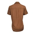 thumbnail image 3 of Frontwalk Ladies Henley Shirts With Pocket Tops V Neck Polo Women Regular Fit Dressy Short Sleeve Blouses Brown L, 3 of 4