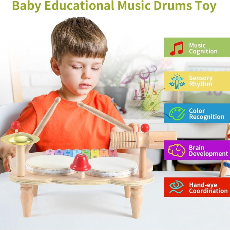 FRCOLOR – Lot De 5 Crécelles Rotatives En Bois – Instrument De Percussion – Son Clair – 11,5x11x2,8 Cm – Fêtes Et événements