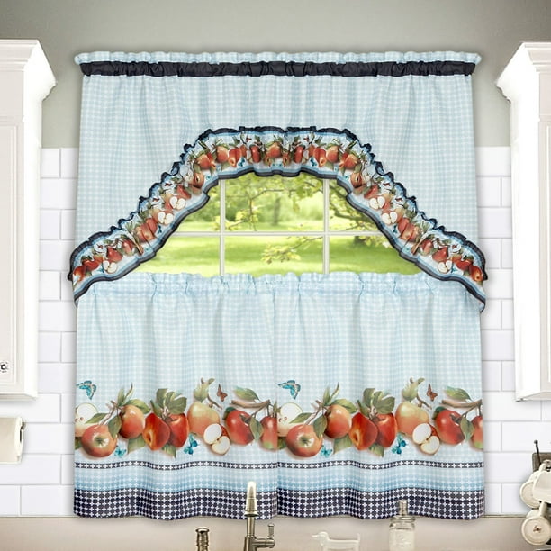 Fiji Apples Kitchen Curtain Tier & Swag Set - 36 in. Long ...