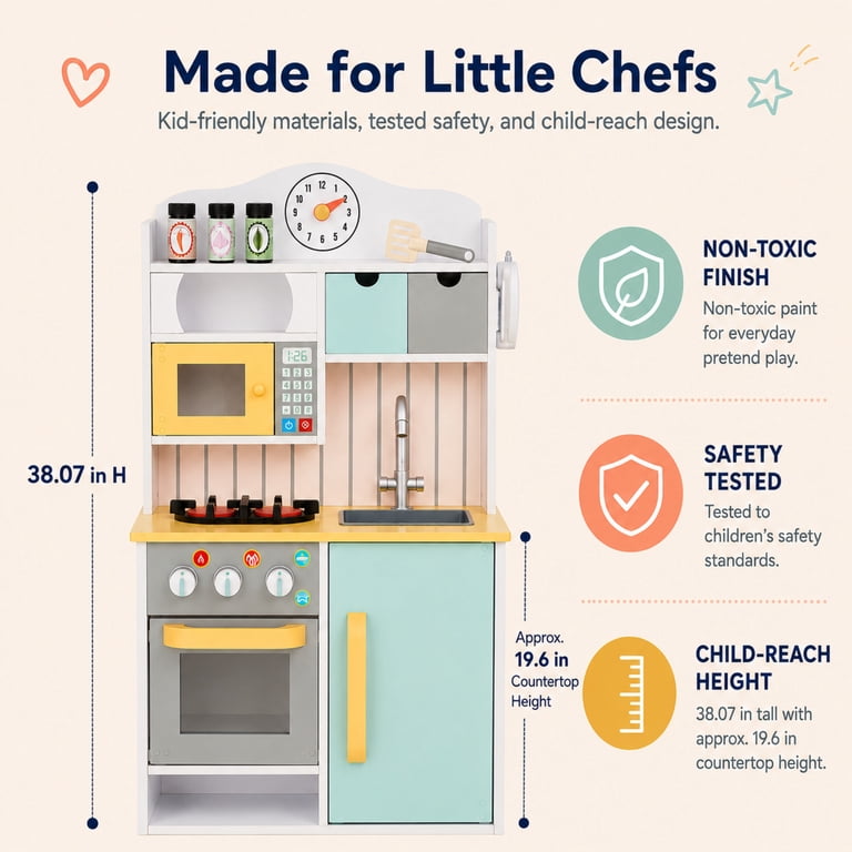 Compact Wooden Play Kitchen with Oven and Sink photo 4