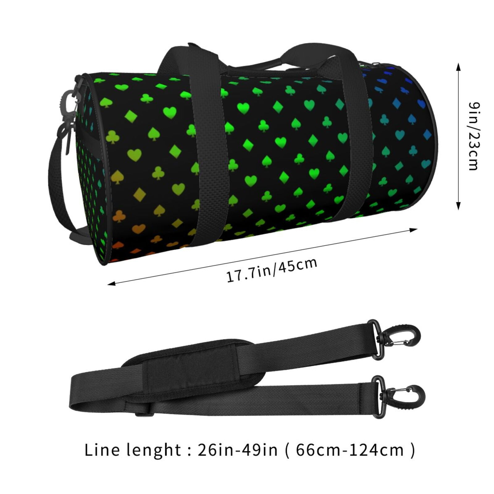 Vsdgher Poker Shapes 45L Foldable Duffel Bag, Sports Gym Bag,Overnight Bag, Portable Weekender Bag for Airplanes