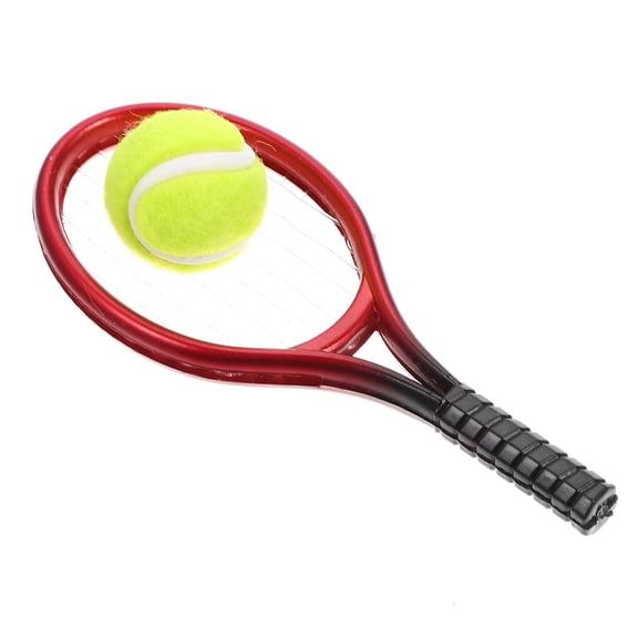 FONDOTIN 1set Mini House Tennis Racket Diy Decor Accessory For Dollhouse Safe Miniature Sports Model For Creative Play