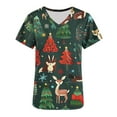 thumbnail image 4 of JINGWANGYHBD Womens Nurse Unifrom Christmas Scrub Shirts Snowman Print Tops Merry Xmas Working Uniforms Going Out Party Scrubs Top with Pockets, 4 of 5