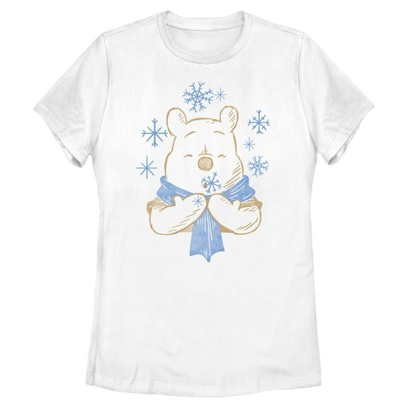 Womens Winnie the Pooh Snowy Days Warm Scarf T Shirt