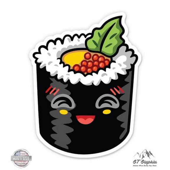 Sushi Cute - 3" Vinyl Sticker - For Car Laptop I-Pad Phone Helmet Hard Hat - Waterproof Decal