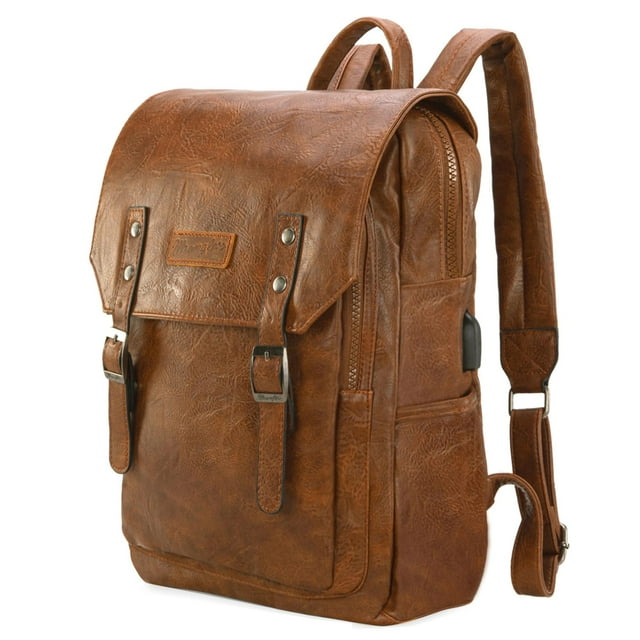Mochila para portátil Montana West × Wrangler de cuero marrón