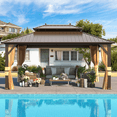 thumbnail image 3 of Hommow 12' x 16' Hardtop Gazebo Aluminum Frame Gazebo with Galvanized Steel Double Roof, 3 of 8
