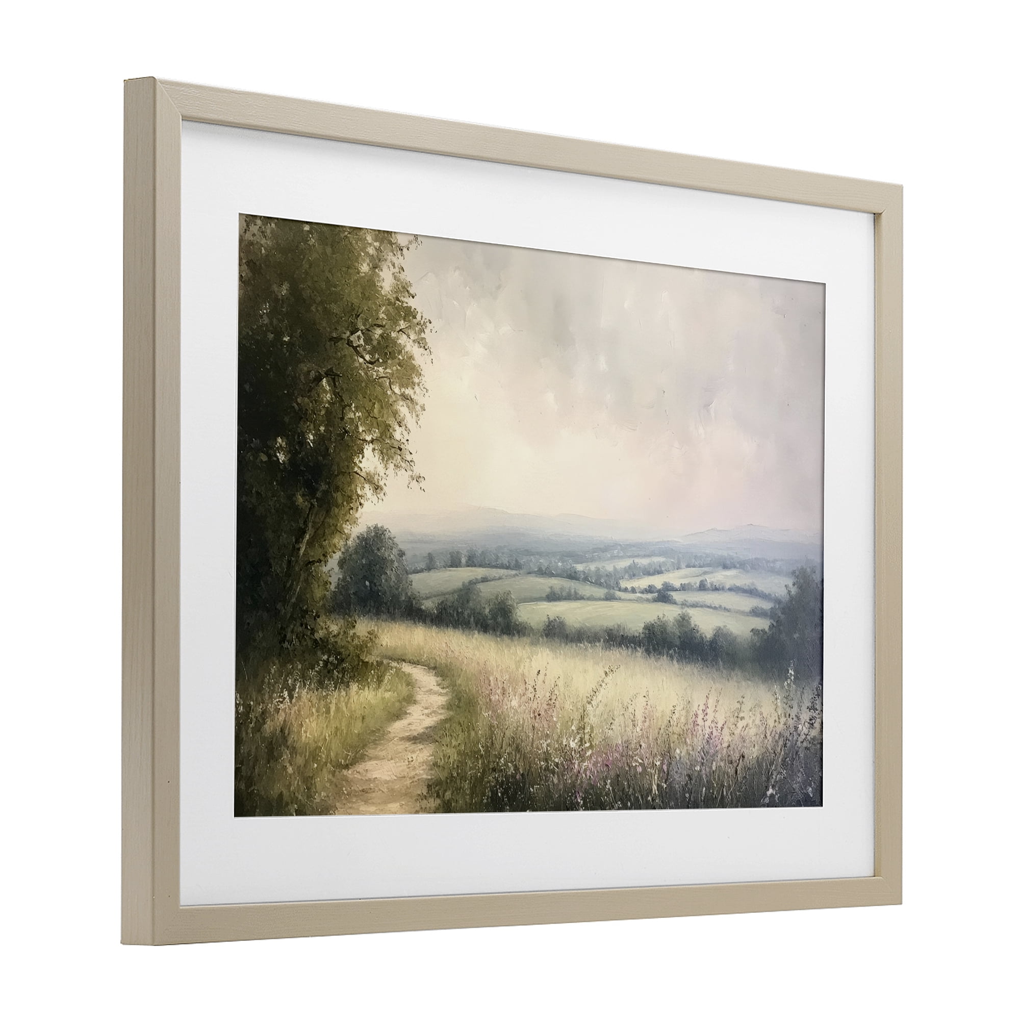 Stupell Industries Rolling Farmlands in Distance Birch Framed Print Under Glass, design by Petal Prints Design