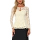 thumbnail image 1 of INSPIRAR CHIC Blusa de Mujer con Encaje y Abertura Frontal, dobladillo Peplum, Manga Larga Transparente, Talla L, Color Albaricoque, 1 of 6