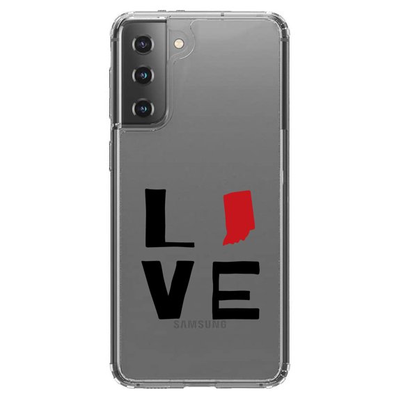 DistinctInk Clear Hybrid Case for Samsung Galaxy S21 (6.2" Screen) - Love Black & Red - Shockproof Protection