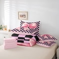 thumbnail image 6 of Homewish Dreamy Princess Bowknot Twin Bedding Sets 7-Piece for Kids, Black Pink Checkered Plaid Bedding Comforter Set, Kawaii Ribbon Reversible Sheet Sets, Microfiber Bedroom Decor, 6 of 8