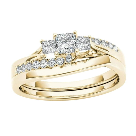 Kcodviy Couple Rings Gold-Plated inlaid Dainty Rings Zircon Ring Classic Jewelry Rings for Women Chunky Ring Set Cute Jewelry Rings for Women