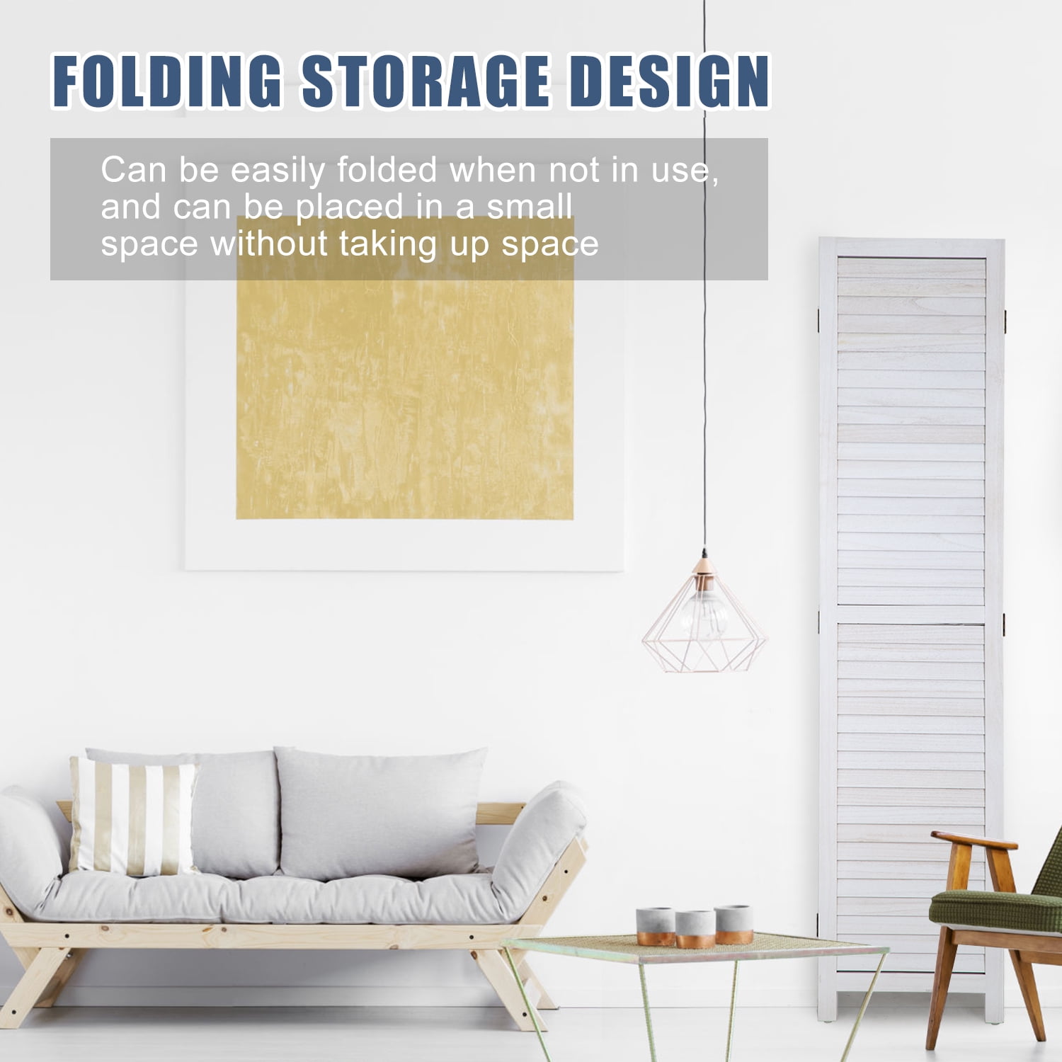 YRLLENSDAN Room Dividers and Folding Privacy Screens, Wall Divider for Living Room, Freestanding Indoor Room Divider for Room Separation, White 3 Panels
