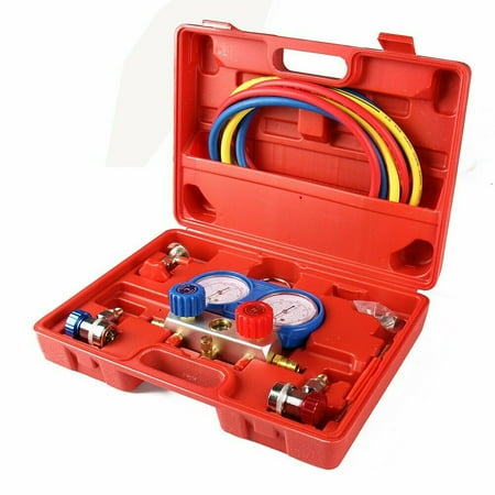 

Manifold Gauge Set Kit With Colored Coupler Adapter R12 R22 R134 R410a HVAC A/C
