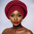 thumbnail image 4 of Helii Pre Tied Turban for Women, Stretch Knotted Headwrap Soft Breathable African Turban with Adjustable Strap, One Size Fits Most, Solid Color Turban Cap Wine,One Size, 4 of 5