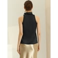 thumbnail image 4 of Blusa elegante de satén sin mangas con lazo y cuello de pajarita para mujer Negro XL, 4 of 6