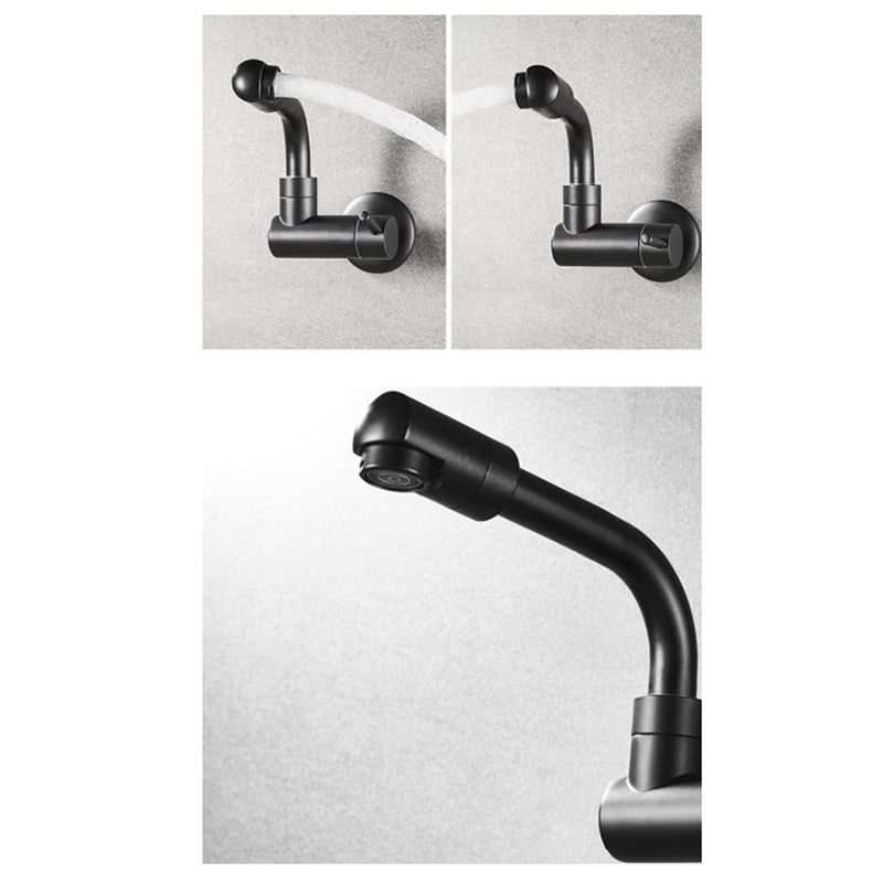360 Degree Rotating Black Wall Mounted Single Cold Water Mixer Solid Brass Kitchen Si xc1211