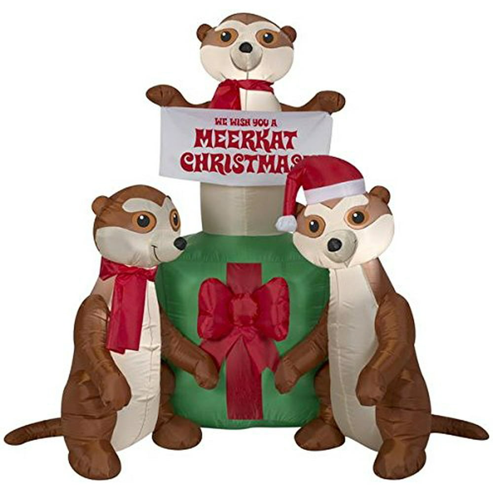 5' Airblown Meercats and Christmas Gift Scene Christmas Inflatable