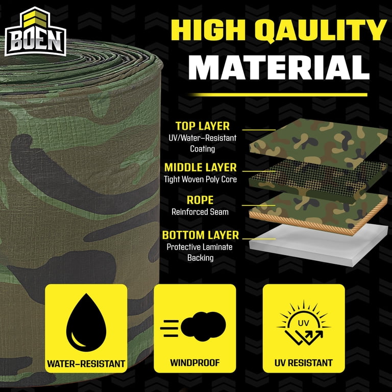 Boen Multi-Purpose Poly Tarp, 8 ft x 10 ft, Camo photo 4