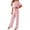 Pink, variant on CEHVOM Women's Casual Loose Short Sleeve Belted Wide Leg Pant Romper Jumpsuits Petite