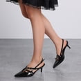 thumbnail image 4 of Vimisaoi Kitten Heels for Women Slingback Pointed Closed Toe Stiletto heels Low Heel with Buckle Strap Wedding Dating Party Sexy Pumps Slip On Sandals Heeled Sandals, 4 of 5